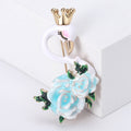 Crowned Swan and Rose Flower Brooch in Purple and Light Blue view 7