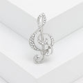 Crystal Treble Clef Brooch With Faceted Crystals And Polished Metal Details view 8