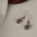 Gold Tone Clear Flower Chain And Purple Bell Flower Hook Earrings view 4