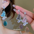 Butterfly Crystal Teardrop Chandelier Stud Earrings view 2