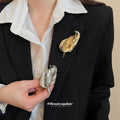 Gold Tone Metal Sunburst Brooch Pin Round Dome Center view 3