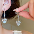 Round Cabochon Drop Earrings with Floral Metal Details view 4