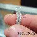 White Gold Tone Double Row Pave Clear Crystal Band Ring view 4