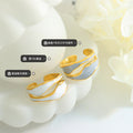 Gold Open Wave Enamel Ring Blue Gray or White Finish view 2