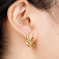Leaf-Shaped Multi-Rail Hinged Earrings In Gold And Silver Tones view 3