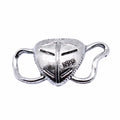 Mask Shaped Double Loop Connector in Antique Silver view 3
