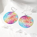 Silver Tone Rainbow Openwork Geometric Hook Earrings view 2