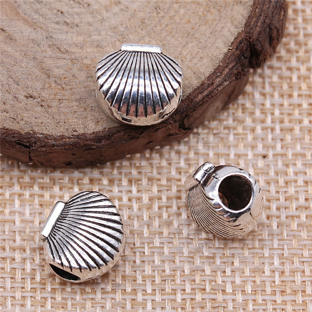 11x11x7mm 2.4g Antique Silver Zinc Alloy Shell Large Hole Beads for DIY Bracelet Jewelry Making