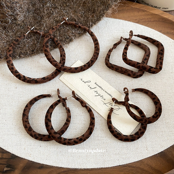 Flocked Pattern Hoop Earrings In Six Shapes And Colors