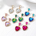Gold Tone Crystal Heart Drop Stud Earrings 5 Colors view 1