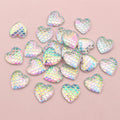 Iridescent Mermaid Scale Heart Resin Cabochons in Nine Colors view 7