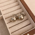 Polished Ball Drop Hoop Earrings in Silver and Gold Tone view 6