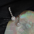 Silver Crystal Drop Earrings Graduated Halo Pendant Pair view 3
