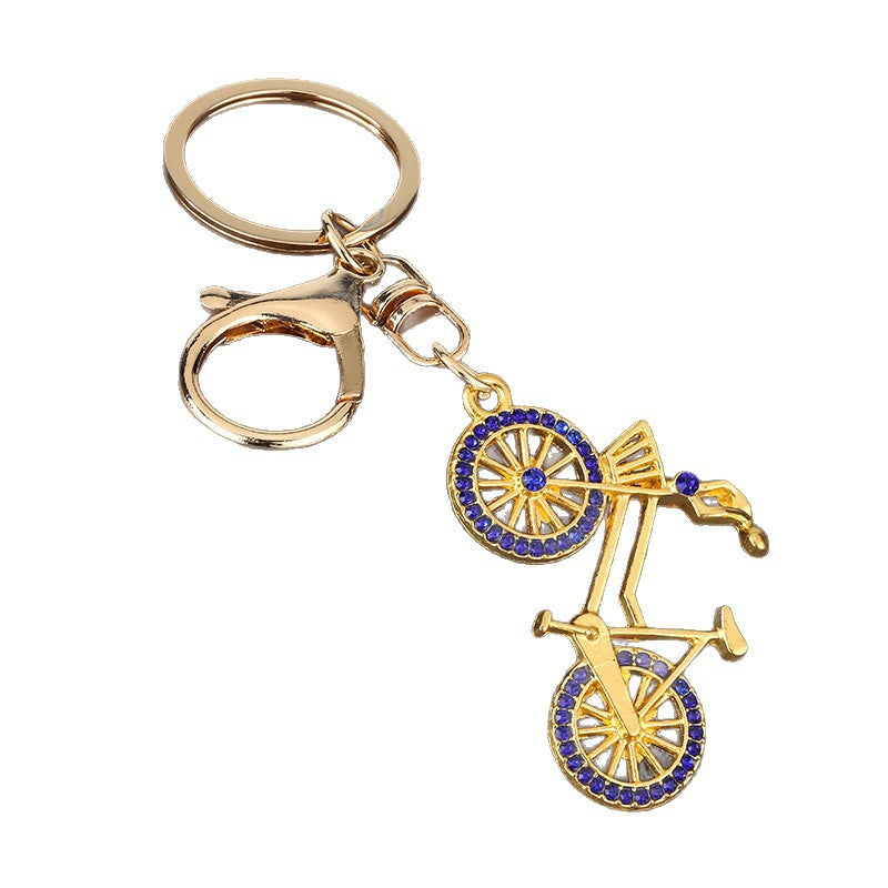 Rhinestone Bicycle Alloy Keychain Gift Pendant for Couples and Cyclists