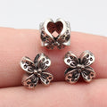 11x11x7.1mm 1.3g Antique Silver Zinc Alloy Four Petal Flower Large Hole Beads for Bracelet Jewelry Making