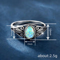 Antique Silver Leaf Oval Opal Cabochon Statement Ring view 4