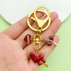 Enamel Heart Charm Keychain with Lobster Clip and Split Ring, 43 Designs