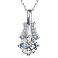 Silver Tone Flared Round Stone Pendant Necklace Polished Jewelry view 1