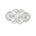 Open Scroll Crystal Clasp Brooch in Gold or Silver Tone view 5