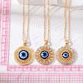 Gold and Silver Tone Round Openwork Evil Eye Pendant Necklaces view 5