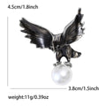Enamel Eagle Brooch Holding Pearl Silver Or Black Gold view 6