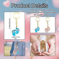 Blue Pink Wooden Baby Feet Chain Keychain Gold Ring view 4