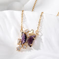 Gold Tone Crystal Butterfly Pendant Necklaces 4 Colors view 8