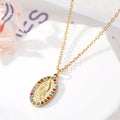 Gold Tone Colorful Crystal Evil Eye Hamsa and Mary Pendant Necklaces view 6