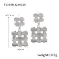 Coral Conch Woven Mesh Geometric Drop Stud Earrings view 11