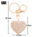 Rhinestone Heart Keychain Gold Tone Metal Bag Charm Pendant view 3