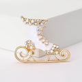 Rhinestone Ice Skate Brooch Enamel Gold Blade Boot Pin view 6