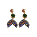 Multicolor Crystal Mermaid Tail Statement Drop Earrings view 5