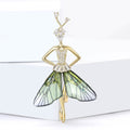 Crystal Ballerina Girl Brooch Wing Skirt Green Purple view 1