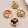 Chunky Open Bypass Rings Polished And Enamel Styles view 1