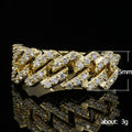 Gold Cuban Link Pavé CZ Geometric Finger Ring Sizes 6-10 view 5