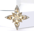 Eight Point Crystal Star Brooch in Detailed Metal and Crystal Design view 3