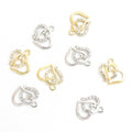 Double Heart Crystal Alloy Charm Pendants in Two Metal Tones view 2