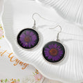 Round Black Resin Daisy Drop Earrings Silver Hook 4 Colors view 8