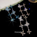 Crystal Butterfly Long Tassel Drop Earrings in Three Colors view 2