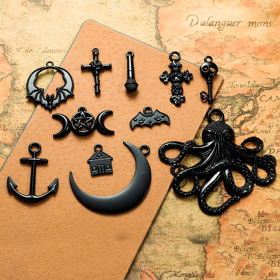 Black Alloy Punk Charm Pendant for DIY Jewelry