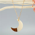 Resin and Wood Crescent Moon Pendant Necklaces in Five Colors view 4