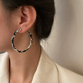 Black and White Wrapped Hoop Earrings in Four Shapes and Sizes view 2