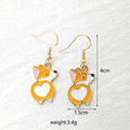 Gold Tone Enamel Corgi Heart Rump Dangle Earrings Pair view 4