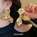 Hammered Abstract Petal Cluster Statement Earrings view 4