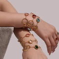 Gold Circle Link Bracelet With Faceted Czech Glass Stones view 1