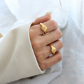 Gold And Steel Rose Engraved Signet Rings Multi Size view 1