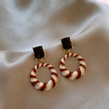 Black Square And Striped Circle Drop Earrings Jewelry Design view 3