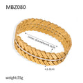 Gold Geometric Cutout Wide Cuff Bracelets Crystal Accents view 7