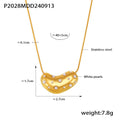 Gold Bean Heart Pendant Necklace Color Stones Pearls Or Rhinestones view 7