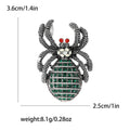 Textured Crystal Beetle Brooch in Clear Green or Red Stripes view 5